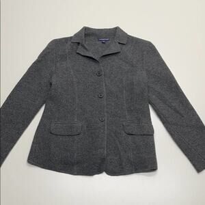 LANDS END Womens 10P Gray Wool Blazer / Suit Coat